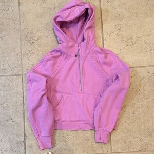 Pink Lululemon Scuba 1/2 zip hooded sweatshirt